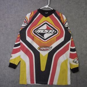 MSR Racing Shirt Mens Large Red Yellow Motocross Jersey Long Sleeve MX Off Road